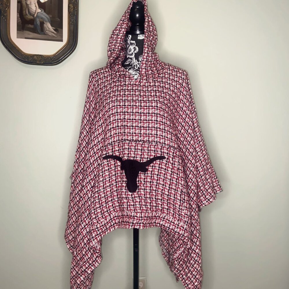 Handmade vintage Chicago Bulls hooded Streetwear poncho One Size